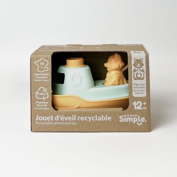 Le Jouet Simple, Bateau 2-en-1 et Figurine, Jouet Éducatif pour Le Bain, Fabriqué en France, 100% Plastique Recyclé et Recyclable, Lavable au Lave-vaisselle, Cadeau Enfants Filles et Garçons Dès 1 An, Jaune 6