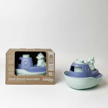 Le Jouet Simple, Bateau 2-en-1 et Figurine, Jouet Éducatif pour Le Bain, Fabriqué en France, 100% Plastique Recyclé et Recyclable, Lavable au Lave-vaisselle, Cadeau Enfants Filles et Garçons Dès 1 An, Turquoise 5