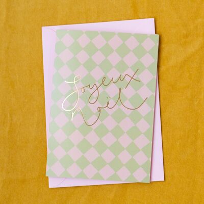 Joyeux Noël' Gold Foil Tile Print Christmas Card