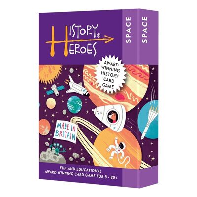 History Heroes' award winning SPACE family card game - blast into Space with this quiz game