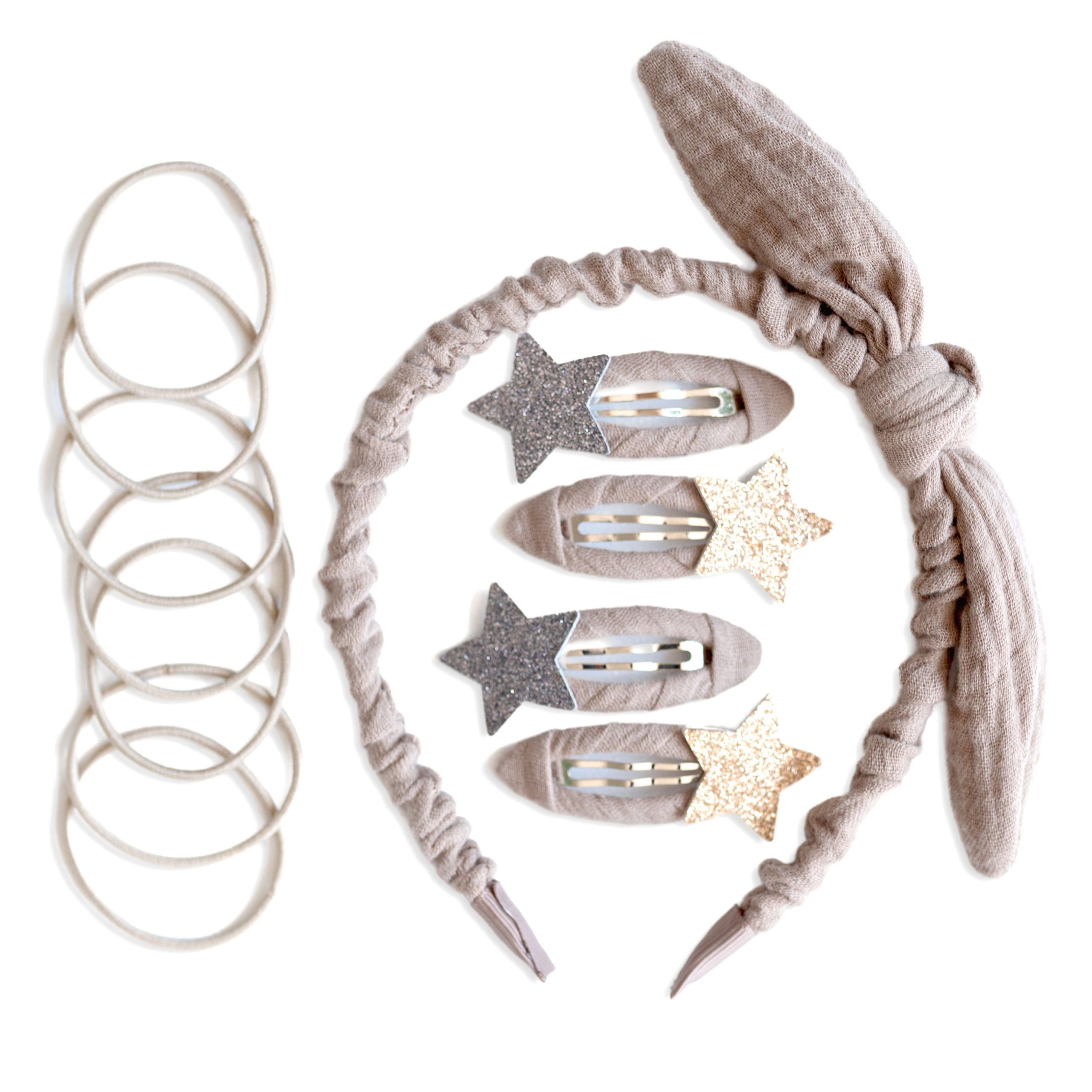 Paper Kite Muslin Hair Accessories Set - Taupe