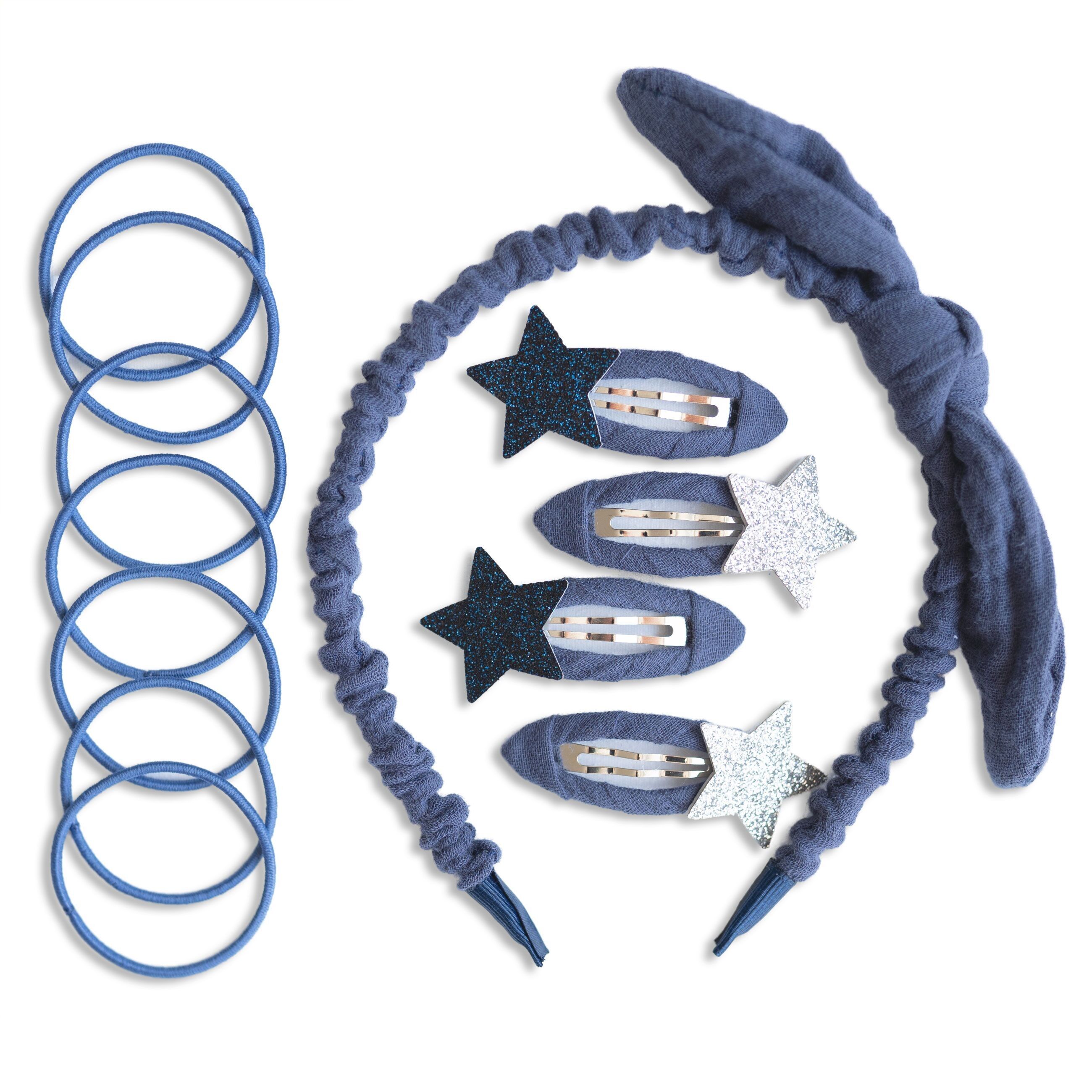 Set accessori per capelli in mussola blu scuro - set 9