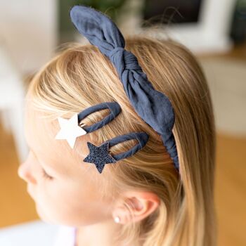 Set d'accessoires pour cheveux en mousseline bleu foncé - set 9 3