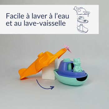 Le Jouet Simple, Hydravion 2-en-1 et Figurine, Jouet Éducatif pour Le Bain, Fabriqué en France, 100% Plastique Recyclé et Recyclable, Lavable Lave-vaisselle, Cadeau Enfant Filles et Garçons Dès 1 An, Jaune 4