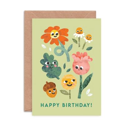 Flower Faces Greeting Card