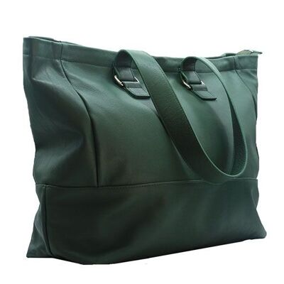 Fir Green leather tote bag