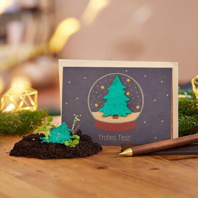 Carte de voeux - boule à neige - Joyeuses Fêtes I Carte de Noël I Carte de voeux de Noël I Carte pour Noël