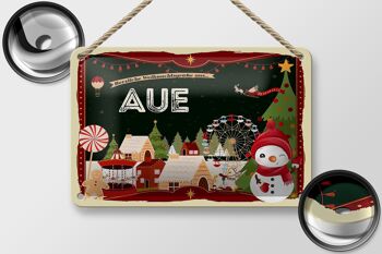 Panneau en étain Salutations de Noël de l'AUE, panneau décoratif cadeau 18x12cm 2