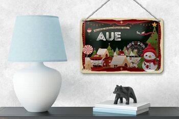 Panneau en étain Salutations de Noël de l'AUE, panneau décoratif cadeau 18x12cm 4