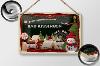 Panneau en étain pour vœux de Noël, signe cadeau BAD KISSUNGEN, 18x12cm 2