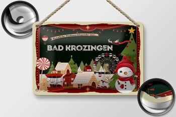 Signe en étain Salutations de Noël BAD KROZINGEN signe cadeau 18x12cm 2