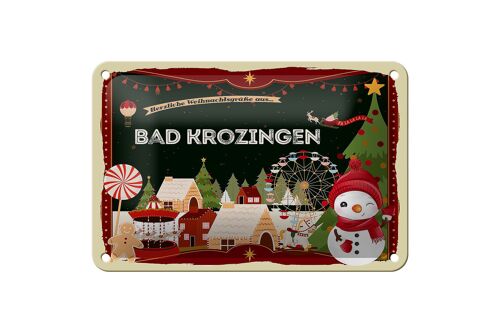 Blechschild Weihnachten Grüße BAD KROZINGEN Geschenk Schild 18x12cm