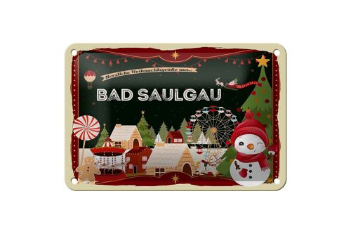 Blechschild Weihnachten Grüße aus BAD SAULGAU Geschenk Schild 18x12cm