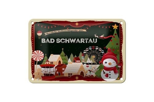 Blechschild Weihnachten Grüße BAD SCHWARTAU Geschenk Schild 18x12cm