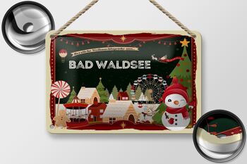 Panneau en étain Salutations de Noël de BAD WALDSEE, signe cadeau 18x12cm 2