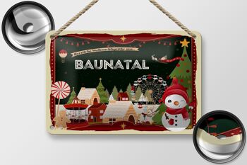 Signe en étain Salutations de Noël BAUNATAL cadeau signe décoratif 18x12cm 2