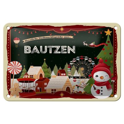 Blechschild Weihnachten Grüße aus BAUTZEN Geschenk Deko Schild 18x12cm