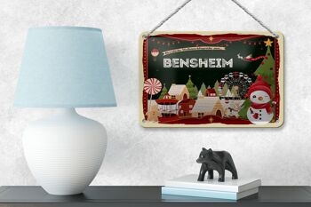 Panneau en étain Vœux de Noël BENSHEIM, panneau décoratif cadeau 18x12cm 4