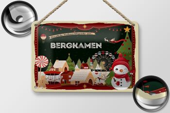 Panneau en étain Salutations de Noël BERGKAMEN cadeau panneau décoratif 18x12cm 2