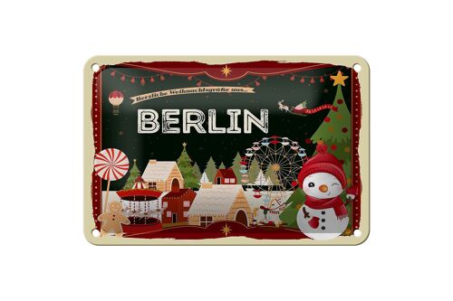 Blechschild Weihnachten Grüße aus BERLIN Geschenk Deko Schild 18x12cm