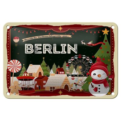 Blechschild Weihnachten Grüße aus BERLIN Geschenk Deko Schild 18x12cm
