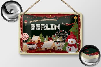 Panneau en étain Salutations de Noël de BERLIN, panneau décoratif cadeau 18x12cm 2