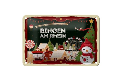 Blechschild Weihnachten Grüße BINGEN AM RHEIN Geschenk Schild 18x12cm