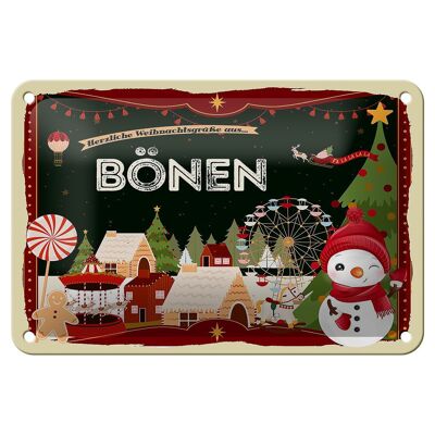 Cartel de chapa Saludos navideños de BÖNEN Cartel decorativo de regalo 18x12cm