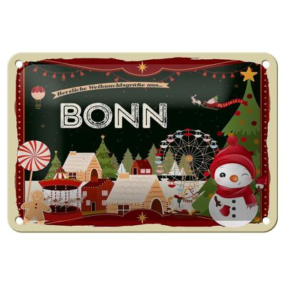 Targa in metallo Auguri di Natale di BONN, cartello decorativo regalo 18x12 cm