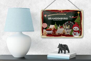 Signe en étain Salutations de Noël BRANDENBOURG signe décoratif cadeau 18x12cm 4