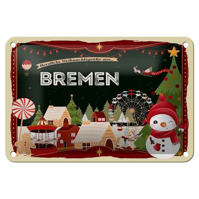 Blechschild Weihnachten Grüße aus BREMEN Geschenk Deko Schild 18x12cm