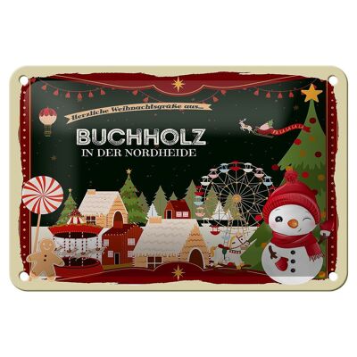 Cartel de chapa Saludos navideños BUCHHOLZ cartel decorativo de regalo 18x12 cm