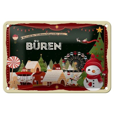 Targa in metallo auguri di Natale BÜREN cartello decorativo per festival regalo 18x12 cm