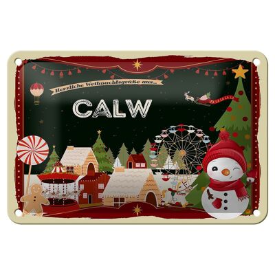 Targa in metallo auguri di Natale CALW regalo decorazione festival segno 18x12 cm