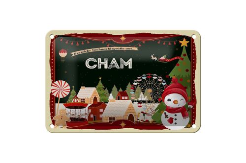 Blechschild Weihnachten Grüße CHAM Geschenk Fest Deko Schild 18x12cm