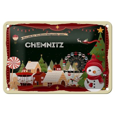 Targa in metallo Auguri di Natale CHEMNITZ cartello decorativo regalo 18x12 cm