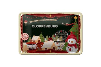 Panneau en étain Salutations de Noël de CLOPPENBURG, panneau cadeau 18x12cm 1