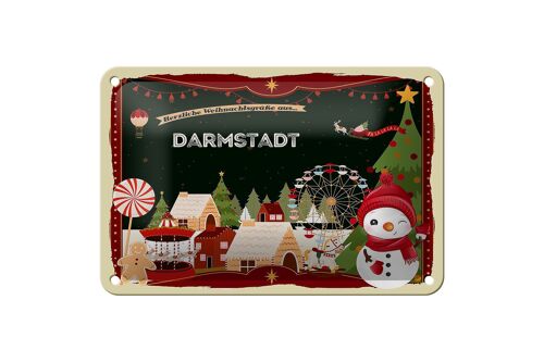 Blechschild Weihnachten Grüße DARMSTADT Geschenk Deko Schild 18x12cm