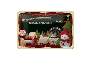 Panneau en étain Vœux de Noël DEGGENDORF, panneau de festival cadeau 18x12cm 1