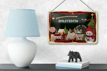 Panneau en étain Vœux de Noël DELITZSCH, panneau décoratif cadeau 18x12cm 4