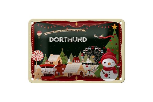 Blechschild Weihnachten Grüße DORTMUND Geschenk Deko Schild 18x12cm