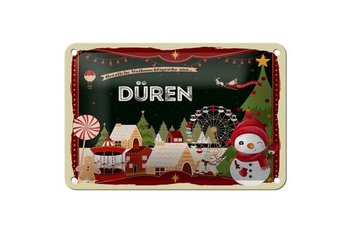 Blechschild Weihnachten Grüße aus DÜREN Geschenk Deko Schild 18x12cm