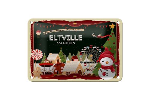 Blechschild Weihnachten Grüße ELTVILLE AM RHEIN Geschenk Schild 18x12cm