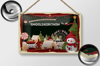 Panneau en étain "Vœux de Noël" ENGELSKIRCHEN, panneau cadeau 18x12cm 2