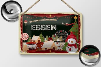 Panneau en étain Salutations de Noël d'ESSEN, panneau décoratif cadeau 18x12cm 2