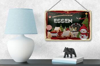 Panneau en étain Salutations de Noël d'ESSEN, panneau décoratif cadeau 18x12cm 4