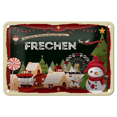 Cartel de chapa Saludos navideños de FRECHEN cartel decorativo de regalo 18x12cm