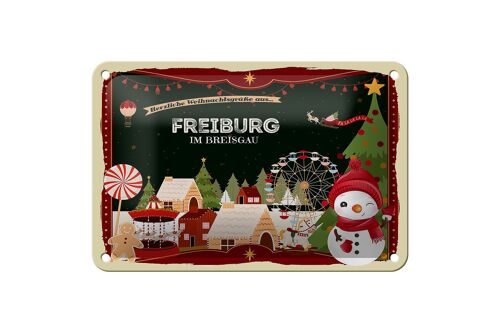 Blechschild Weihnachten Grüße aus FREIBURG IM BREISGAUN Deko 18x12cm