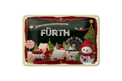 Blechschild Weihnachten Grüße aus FÜRTH Geschenk Deko Schild 18x12cm