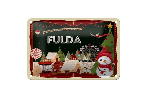 Blechschild Weihnachten Grüße FULDA Geschenk Deko Fest Schild 18x12cm